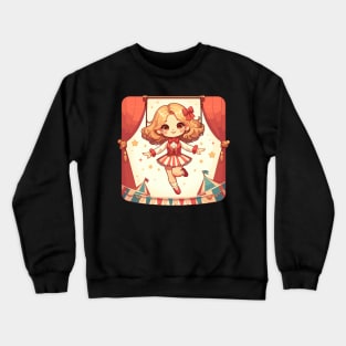 Circus girl give show on flying trapeze Crewneck Sweatshirt